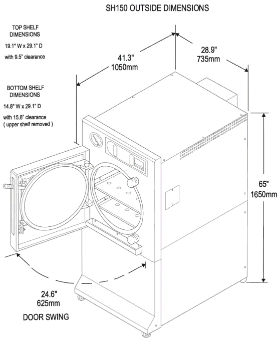 front-loading-steam-autoclave-150-liter-0-SH150-outside-dimensions